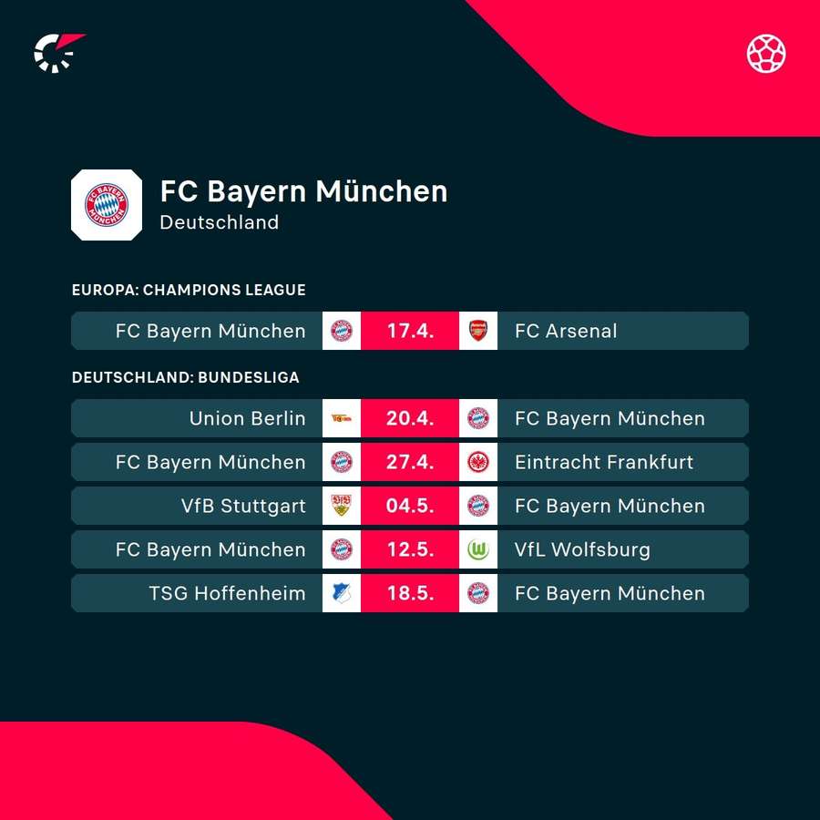 Die kommenden Aufgaben für den FC Bayern.