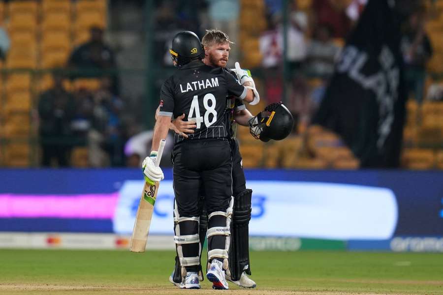 Latham and Phillips celebrate the victory