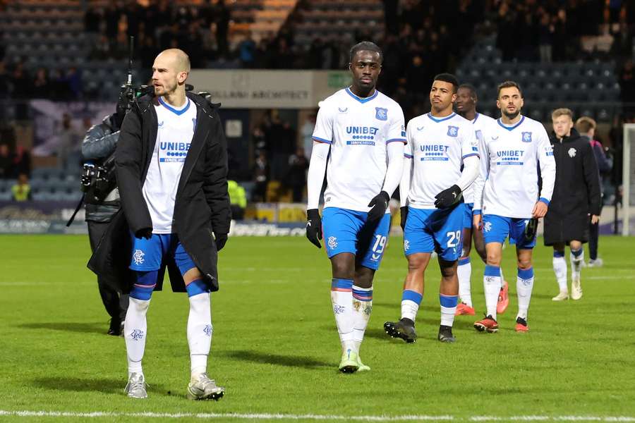 The Rangers players showed their frustration after the final whistle