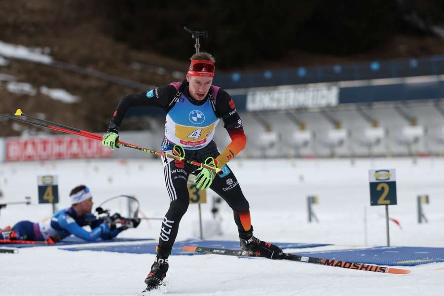 Johannes Kühn für die deutsche Staffel in Lenzerheide.