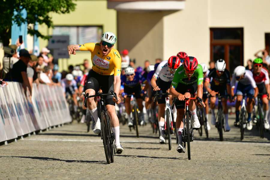 Mads Landbo v cíli 155 kilometrů dlouhé trasy z Uničova do Rýmařova. Mads Landbo v cíli 155 kilometrů dlouhé trasy z Uničova do Rýmařova.