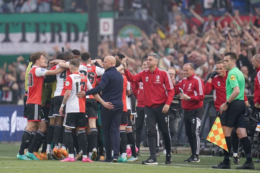 Feyenoord players celebrate