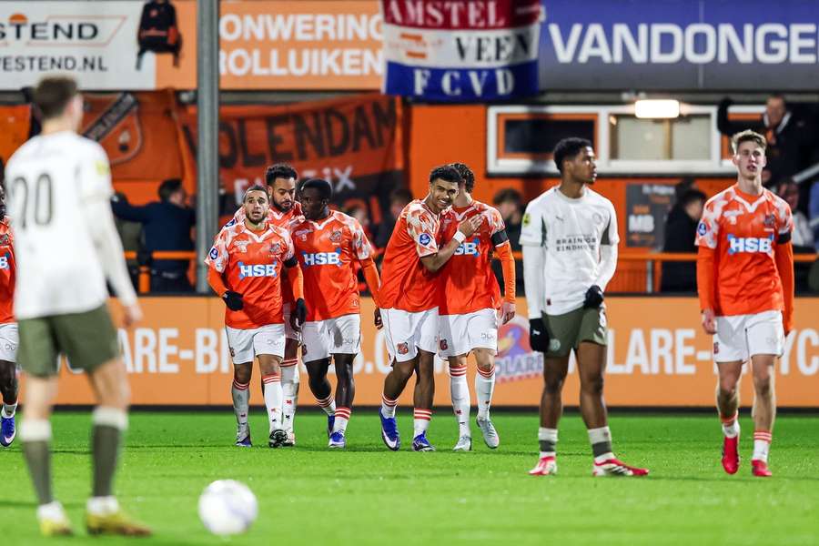 FC Volendam celebrate Robin van Cruijsen's 1-0 against PSV FC Volendam celebrate Robin van Cruijsen's 1-0 against PSV