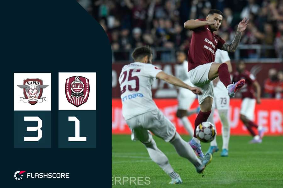 Rapid s-a impus cu 3-1 în fața lui CFR Cluj