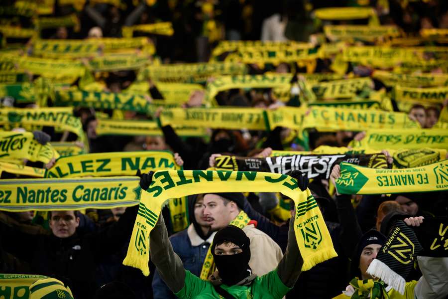 Nantes fans at the city's Beaujoire stadium for the Ligue 1 game against Nice