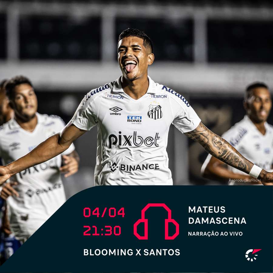 Flashscore transmite estreia do Santos na Sula com narração ao vivo