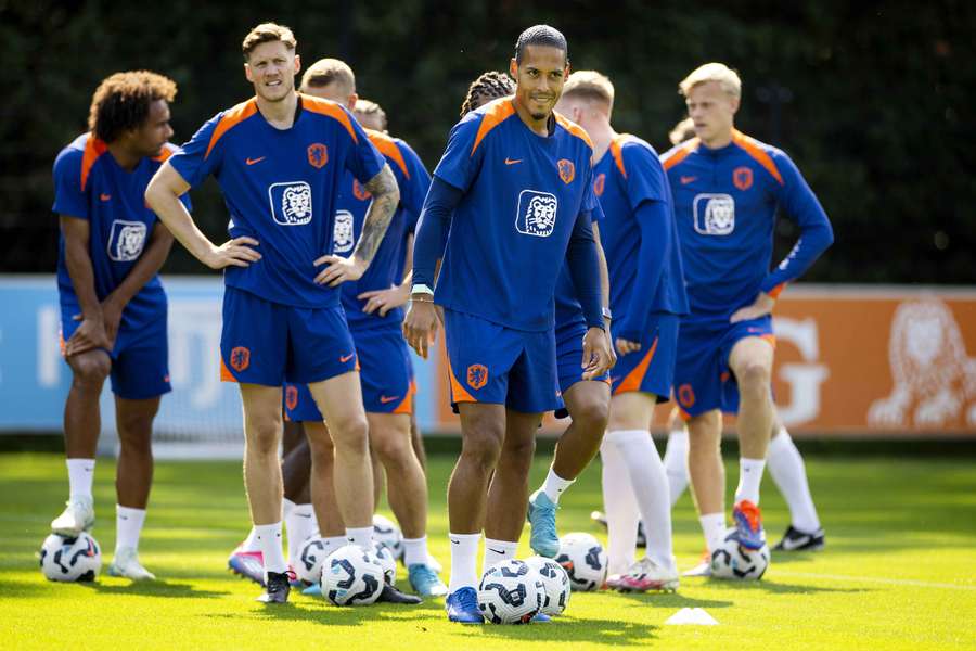 Het Nederlands elftal op de training