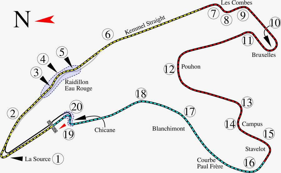 Streckenlayout Spa-Francorchamps