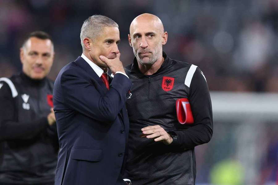 Pablo Zabaleta (right) is part of Sylvinho's coaching staff in Albania.