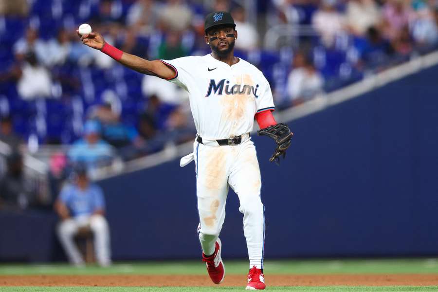 Vidal Brujan fielding a ground ball for the Miami Marlins