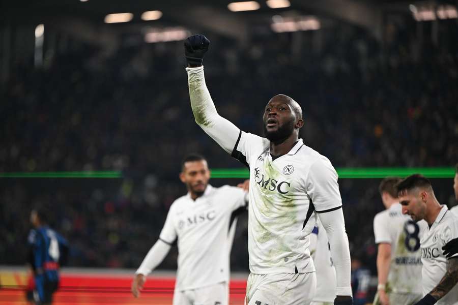 Romelu Lukaku of Napoli celebrates after a goal