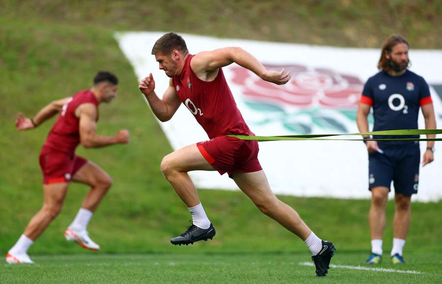 Owen Farrell in training with England