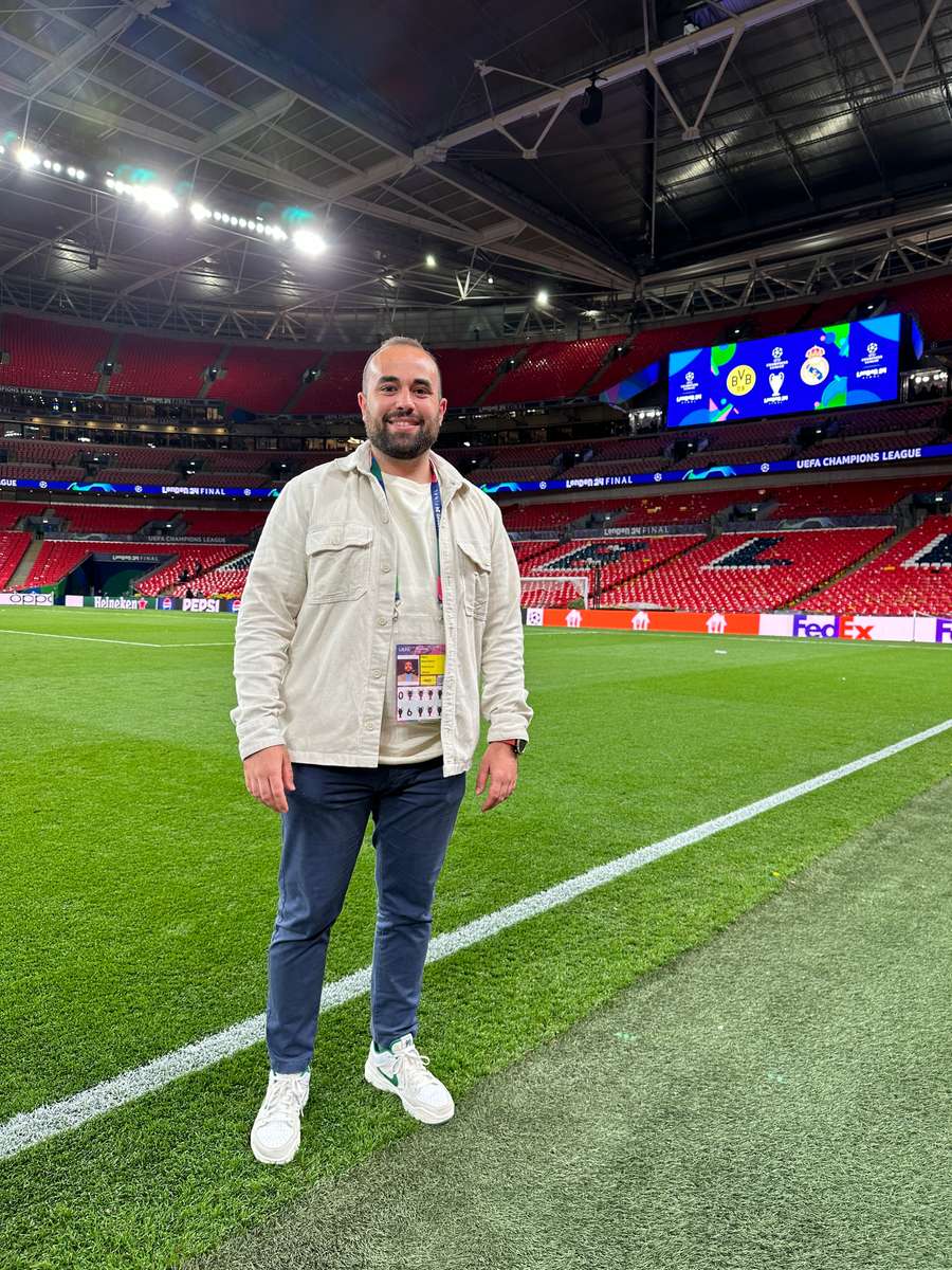 Miguel Baeza, en el césped de Wembley tras la final de Champions.