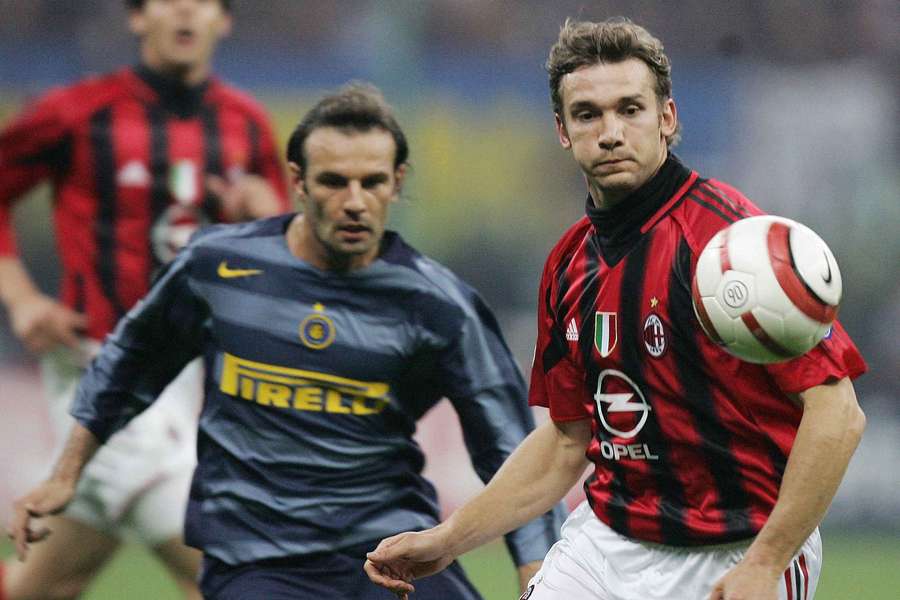 Andriy Shevchenko durante il derby, 12 aprile 2005