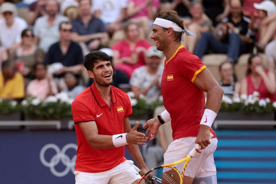 Nadal (R) alongside Alcaraz