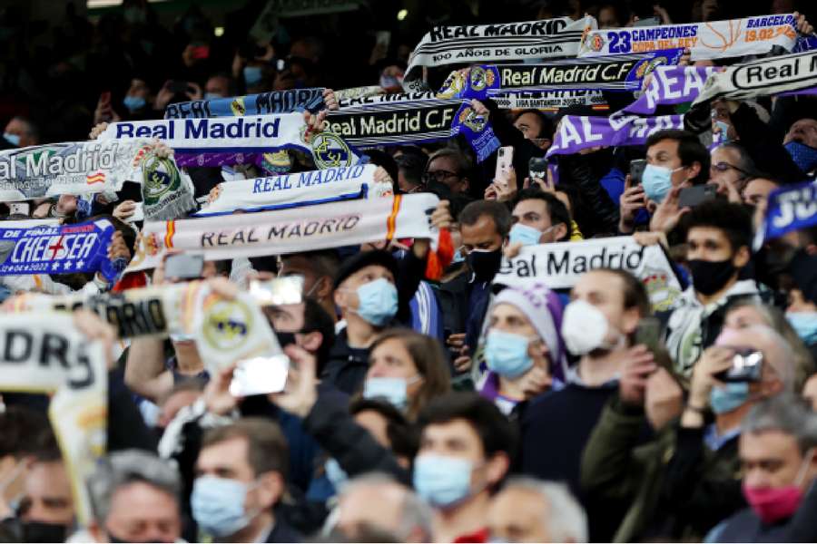 Real Madrid fans inside the stadium during Covid restrictions 
