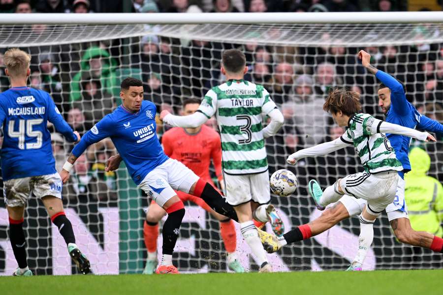 Kyogo Furuhashi lors de son tir qui a trompé le gardien des Rangers.