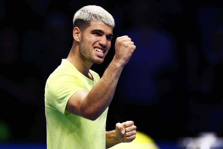 Carlos Alcaraz celebrates his win