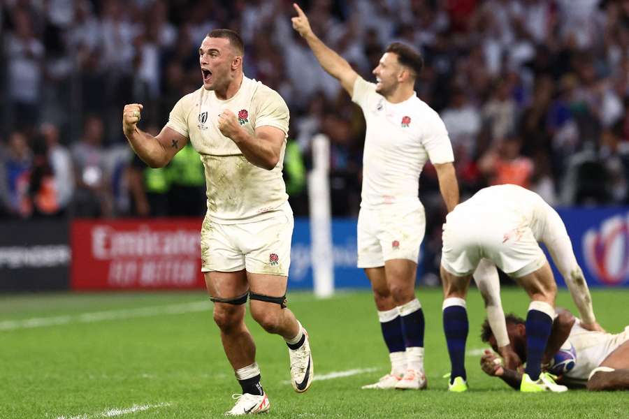 England's Ben Earl celebrates at the end of the match