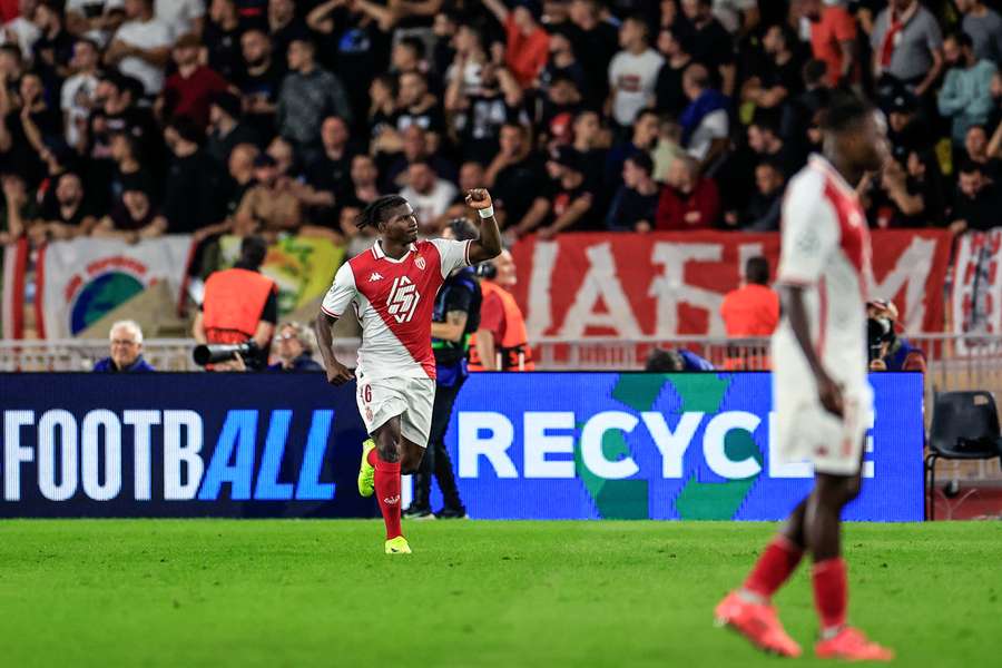 Breel Embolo celebrates after scoring his team's second goal during the UEFA Champions League