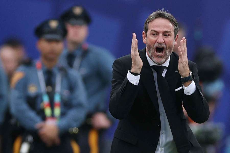 Panama coach Thomas Christiansen reacts during their loss to England on Saturday.