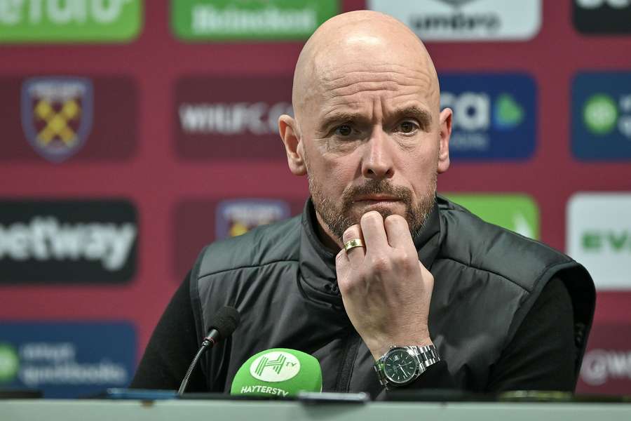 Erik ten Hag op de laatste persconferentie in dienst van Manchester United