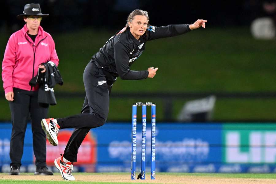 Suzie Bates bowling in a recent ODI against South Africa in Christchurch. 