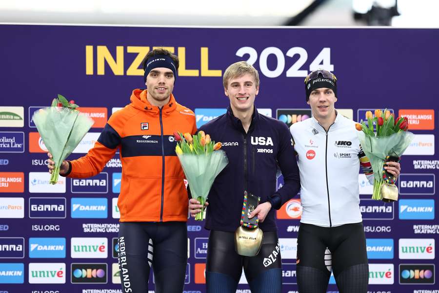 Het podium na de 1500 meter