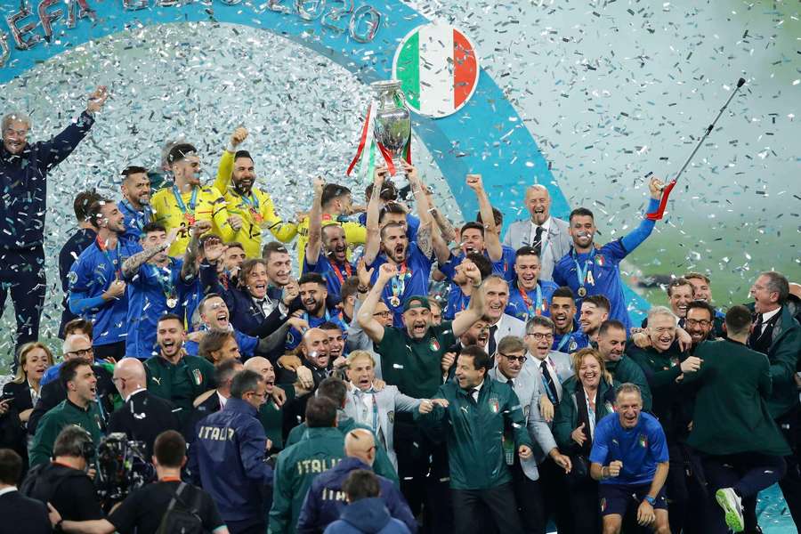 Italy celebrate at the end Euro 2020