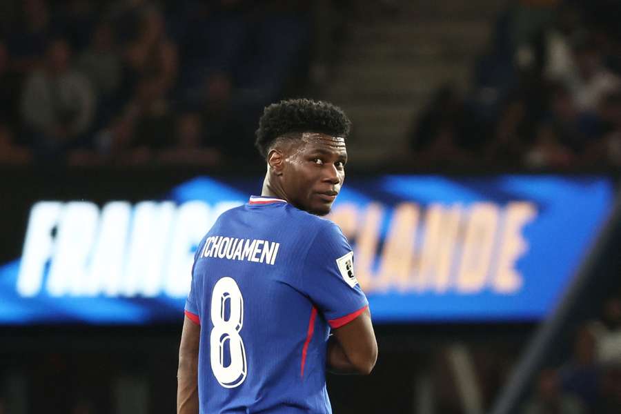 Aurélien Tchouaméni avec l'équipe de France.