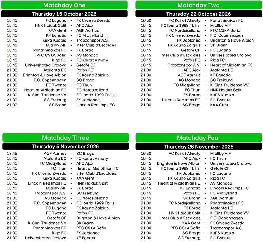 Program Etape 1-4 Conference League