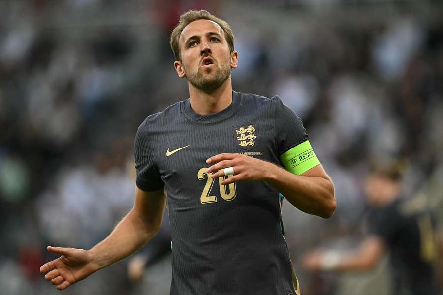 England's striker #20 Harry Kane reacts after failing to score during the International friendly football match between England and Bosnia-Herzegovina
