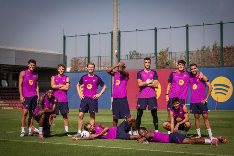 Un momento de relajación en el entrenamiento previo al Joan Gamper