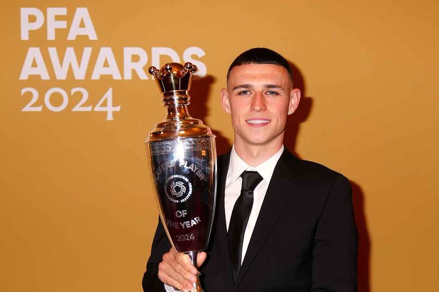 Phil Foden after winning the PFA Players' Player of the Year award 