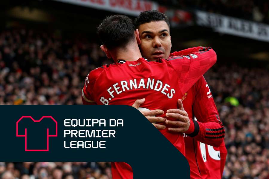 Bruno Fernandes e Casemiro celebram o triunfo do Man Utd