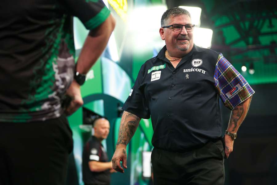 Gary Anderson reacts during his PDC World Darts Championship match against Adam Hunt Gary Anderson reacts during his PDC World Darts Championship match against Adam Hunt