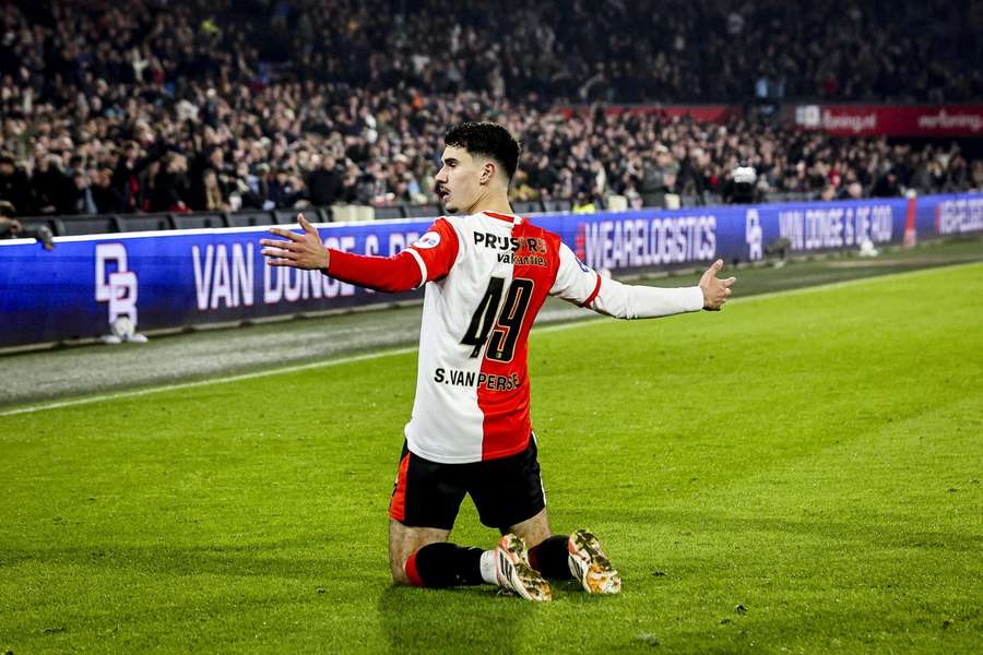 Feyenoord's Shaqueel van Persie celebrates scoring against Sparta Rotterdam