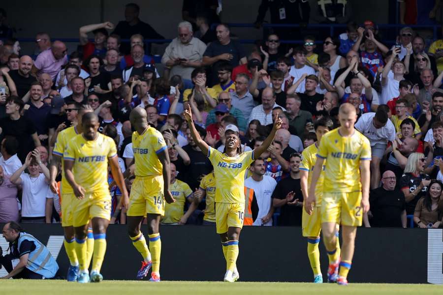 Eberechi Eze celebrates his equaliser for Palace