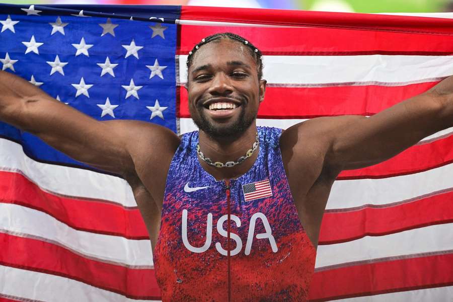 Noah Lyles po triumfu ve sprintu na 100 metrů.