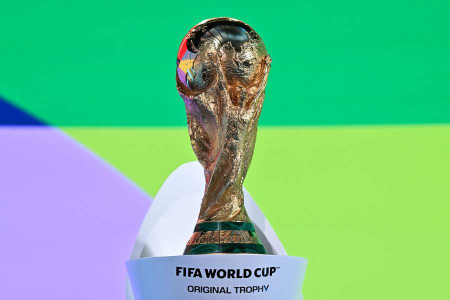 The FIFA World Cup trophy following the European Play-Off draw