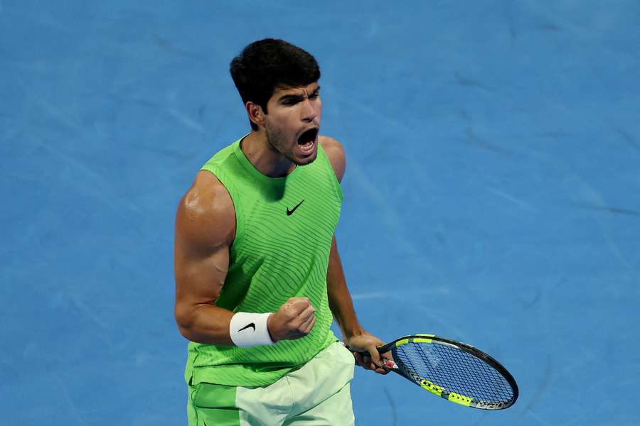 Carlos Alcaraz celebrates