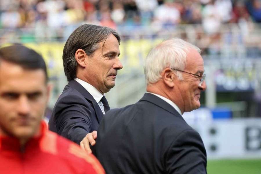 Simone Inzaghi e Claudio Ranieri durante il natch
