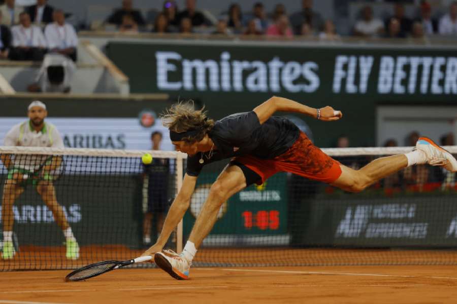 Alexander Zverev in action during his fourth-round match against Grigor Dimitrov