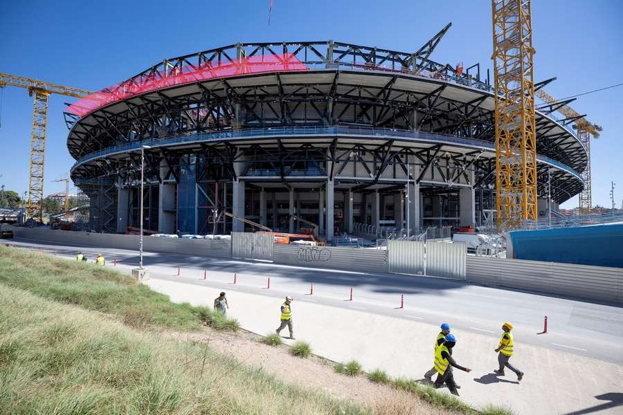 A picture taken on September 3rd shows the ongoing construction of the Camp Nou stadium in Barcelona