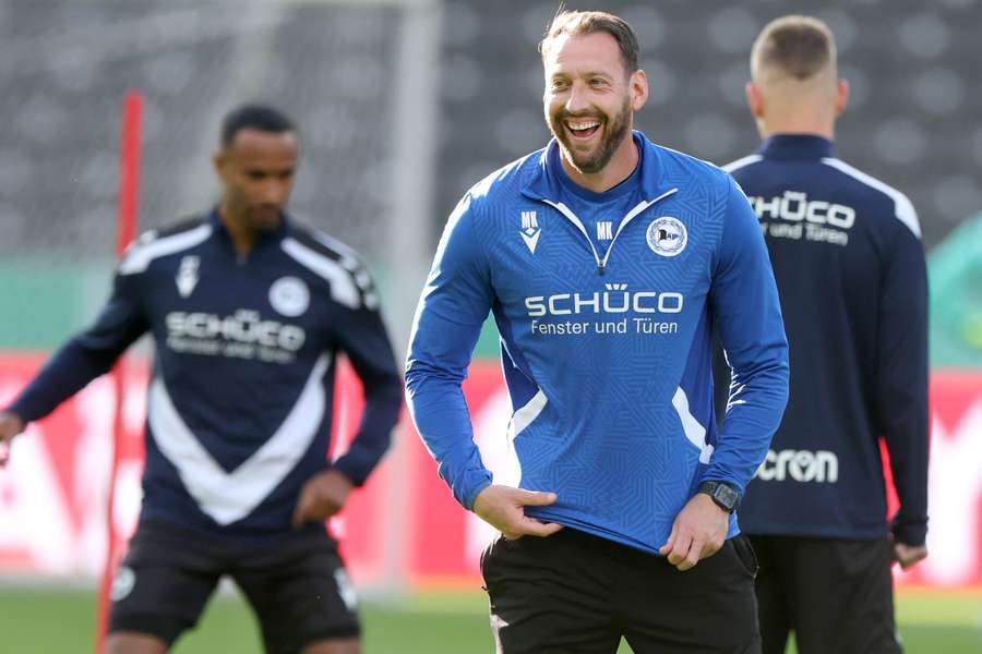 Mitch Kniat no último treino do Arminia Bielefeld