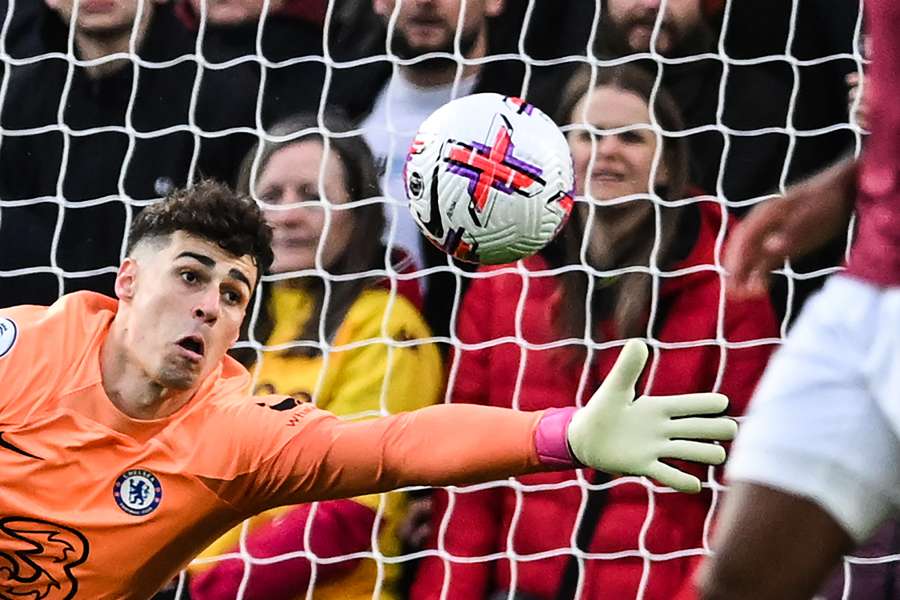 Kepa in action for Chelsea against Aston Villa