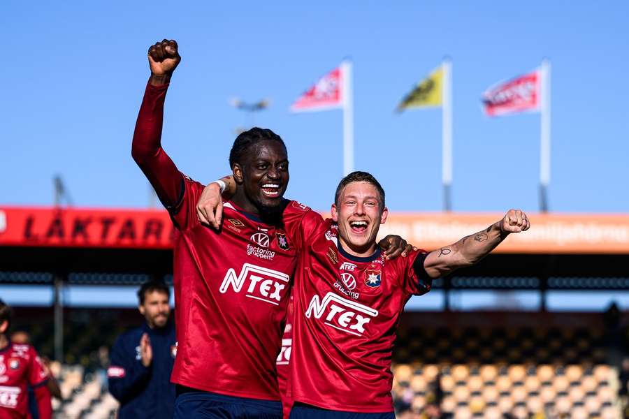 Orgryte celebrate victory over Mjallby at full-time Orgryte celebrate victory over Mjallby at full-time