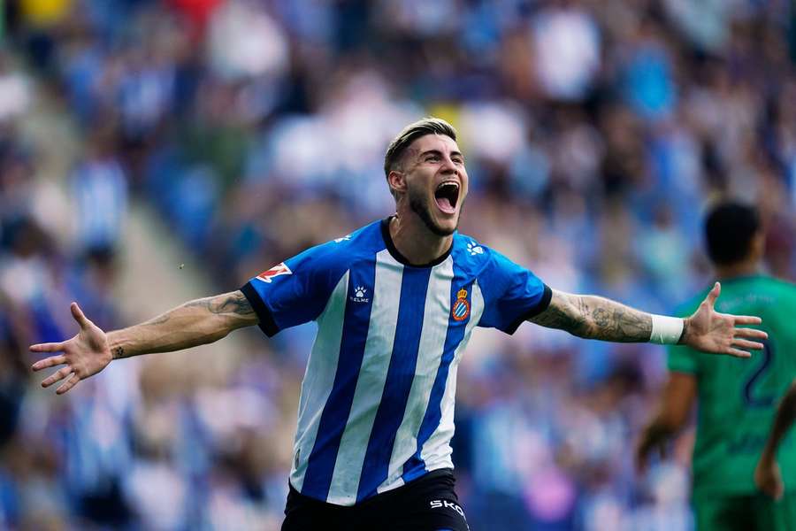 Roberto Fernandez of Espanyol celebrates 