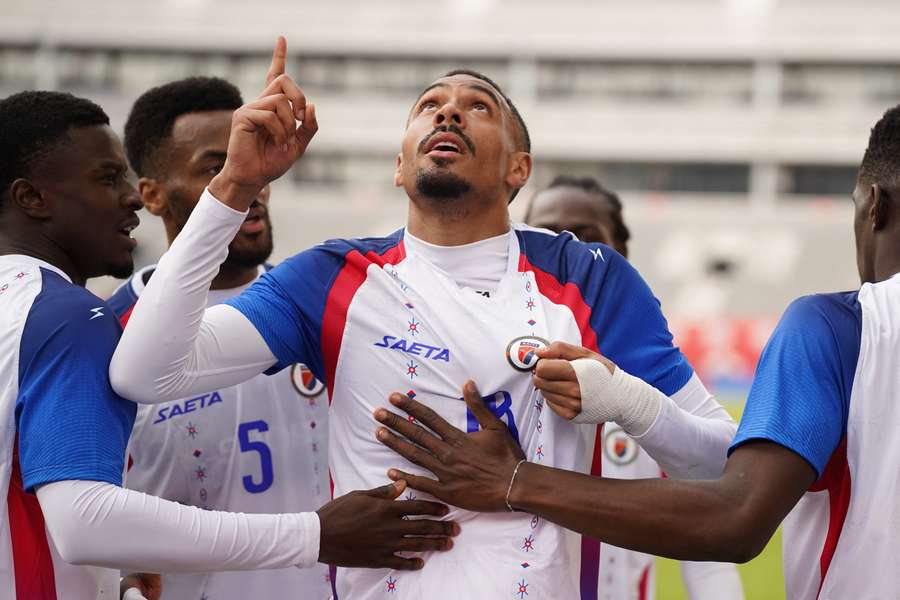 Wilson Isidor célèbre son but lors du match amical entre Haïti et l'Islande au BMO Field de Toronto, le 31 mars 2026. Wilson Isidor célèbre son but lors du match amical entre Haïti et l'Islande au BMO Field de Toronto, le 31 mars 2026.