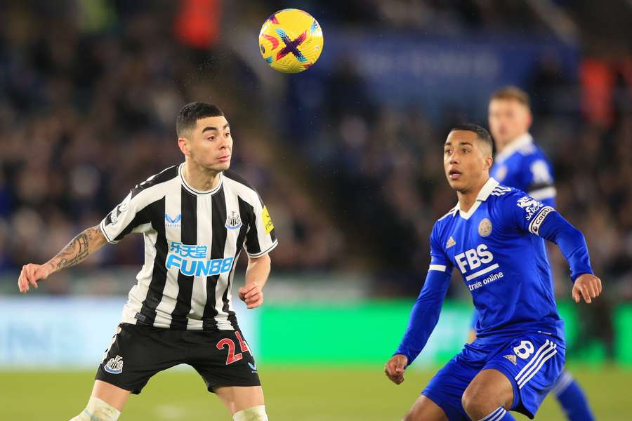 Tielemans (L) in action against Newcastle